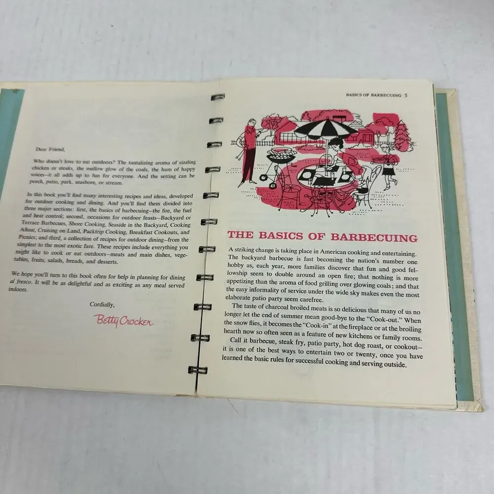 Betty Crocker's Outdoor Cook Book Golden Press 1961 Spiral Bound Cookbook